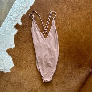 Small open back dusty pink strappy bodysuit